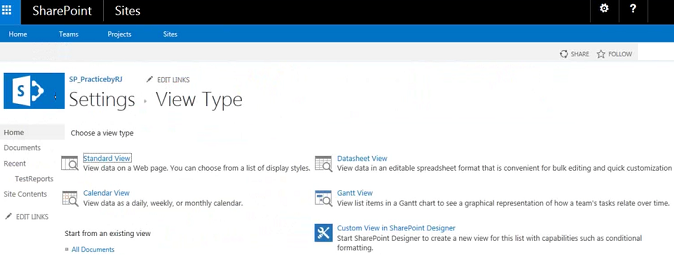Library View template in SharePoint 2016.